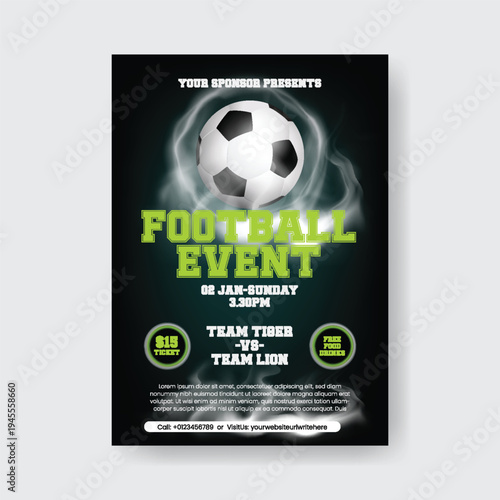 Football championship sports event flyer A4 print ready flyer poster template design gym fitness poster football tournament soccer championship poster athletic competition promotional leaflet