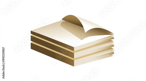 Wallpaper Mural Stack of cream-colored paper sheets, one corner curled, on white background, minimalist style Torontodigital.ca