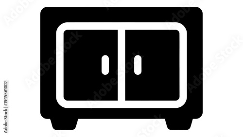 Floor storage cabinet used for household storage and organization in black color