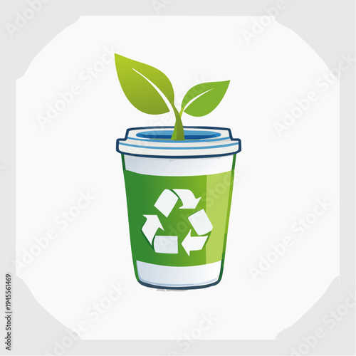 A plant sprouts from a container against a white backdrop