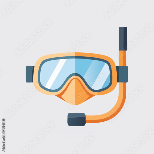 Cartoon diving goggles and snorkel on a light gray background