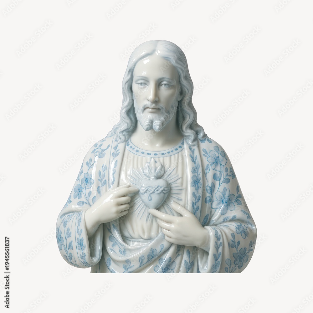 Obraz premium Sacred heart porcelain statue illustration.