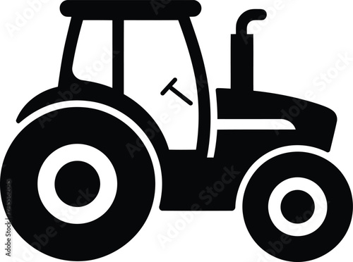 Modern agricultural tractor icon vector illustration isolated on white background for farming machinery equipment and agribusiness branding