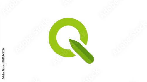 Wallpaper Mural Simple green letter "Q" with a rounded tail, on a white background Torontodigital.ca