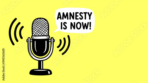 Podcast Microphone Broadcasting Urgent Message Amnesty Is Now