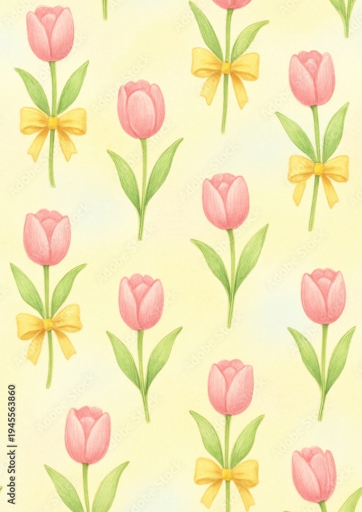 Obraz premium Charming tulip pattern illustration.