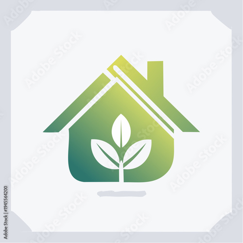 A home icon with a gradient roof, on a white page background