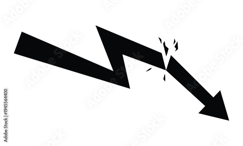 Broken Downward Arrow Graphic Representing Financial Crisis, Economic Recession, and Business Failure