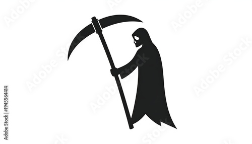 Grim Reaper Silhouette with Scythe - A Dark and Symbolic Illustration.