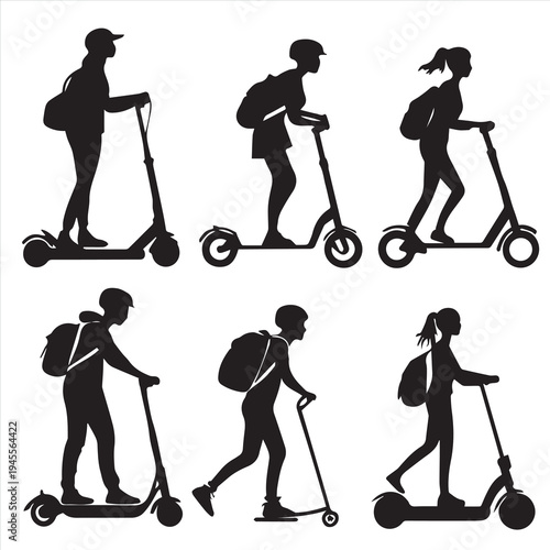 A black vector illustration of a golf player silhouette and sport silhouettes featuring people, men, and women enjoying outdoor fun with a club