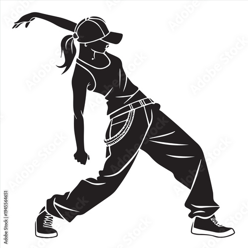 Cartoon vector illustration of a hip hop dancer and a karate boy sketch featuring people in sport poses like running and a warrior silhouette with a sword
