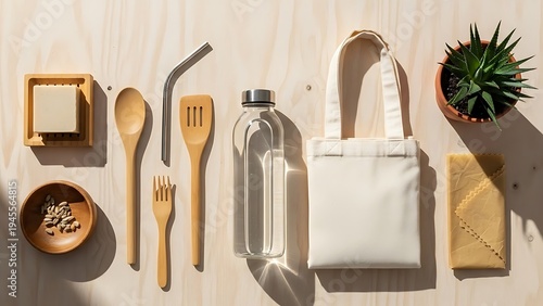 Bamboo Cutlery Set with Reusable Water Bottle and Eco Friendly Kitchen Accessories