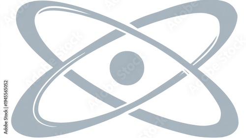 Wallpaper Mural Grey stylized atom icon with orbital rings and a central nucleus against white space Torontodigital.ca