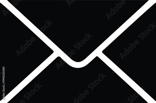 Minimal Email Envelope Line Icon Symbol, Simple black envelope outline icon representing email message, inbox communication, and digital mail used in web interfaces and messaging apps.