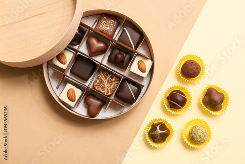 Box with chocolate candies ...