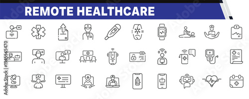 Remote Healthcare Line Icons