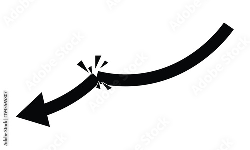Broken arrow vector graphic design concept for direction change and failure illustration