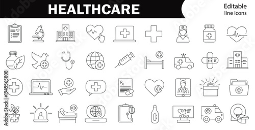 Hospital & Healthcare Concept Solid Icons