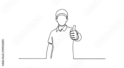 Continuous One Line Thumbs Up Person Vector – Positivity and Encouragement Line Art