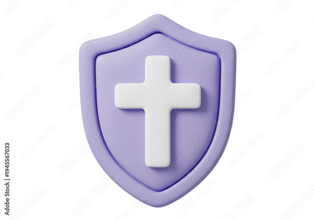 Obraz premium Symbol of Faith and Protection With a White Cross on a Lavender Shield