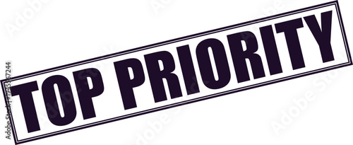 Black and White Top Priority Rubber Stamp Vector Illustration