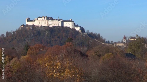 View to fortress Hohensalzburg, autumn, Salzburg, Austria