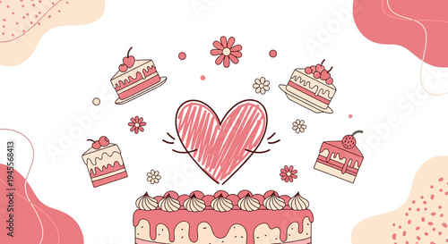 Sweet Heart Celebration with Cakes and Flowers - Romantic Birthday Party Design