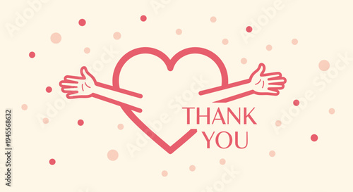 Thank You Heart Hug - Gratitude, Appreciation, Love, Support, Kindness Vector