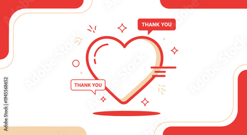 Thank You Heart Icon with Speech Bubbles - Appreciation and Gratitude Graphic