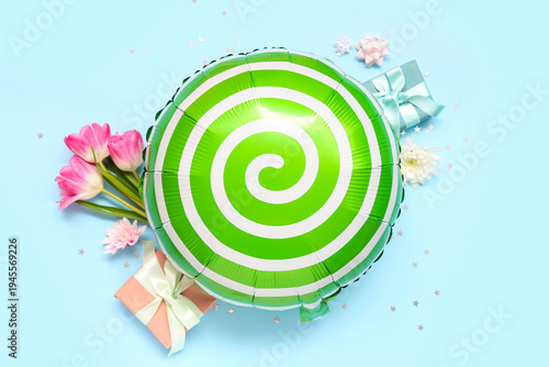 Balloon with gift boxes and...
