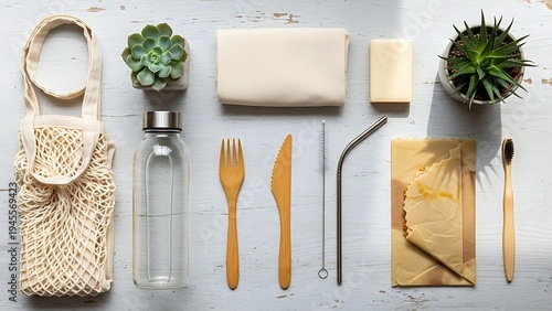Bamboo Cutlery Set with Reusable Water Bottle and Eco Friendly Kitchen Accessories