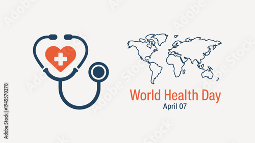 World Health Day stethoscope with heart and cross on World Health Day April 07
