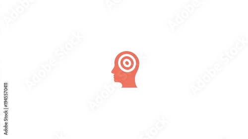 Wallpaper Mural Simple coral silhouette head with target in the brain on a clean white background Torontodigital.ca