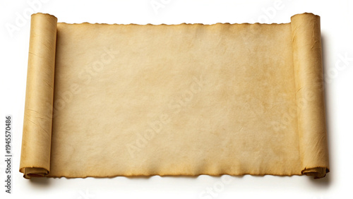 Old mediaeval paper sheet parchment scroll isolated on transparent background
