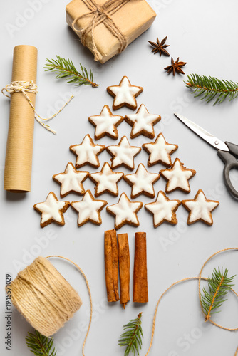Christmas baking flat lay w...