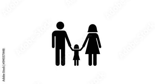 Family of Three Silhouette Icon.