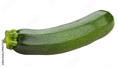 Isolated single fresh green zucchini vegetable, delicious and healthy raw summer squash ingredient
