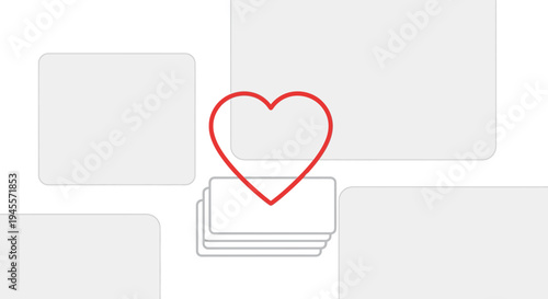 Simple Heart Icon on Blank Photo Frames Layout - Love Concept