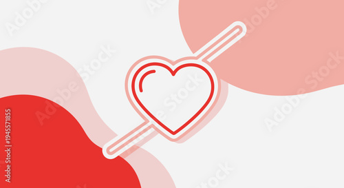 Simple Heart Icon on Pastel Background, Valentine's Day Graphic Element