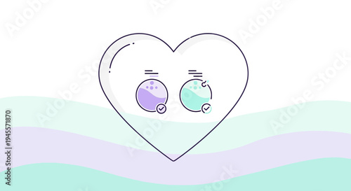 Simple Heart Icon with Abstract Circles and Waves | Minimalist Vector Graphic