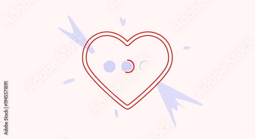 Simple Heart Icon with Arrow and Circles on Light Background