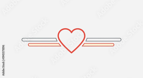 Simple Heart Icon with Decorative Lines - Valentine's Day Graphic Element
