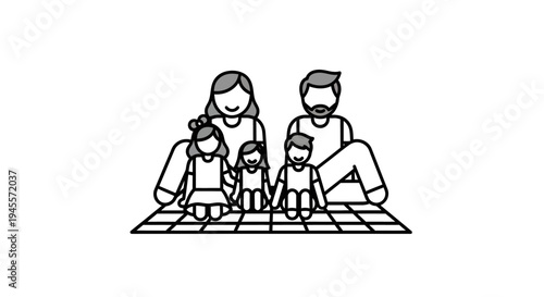 Family Playing Chess Together Illustration.