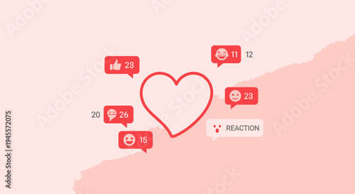 Social Media Likes and Reactions Around a Heart Icon