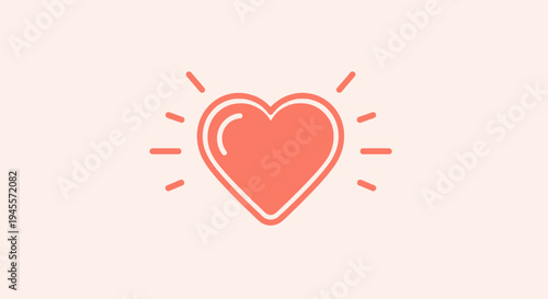 Simple Heart Icon Glowing on Pastel Background