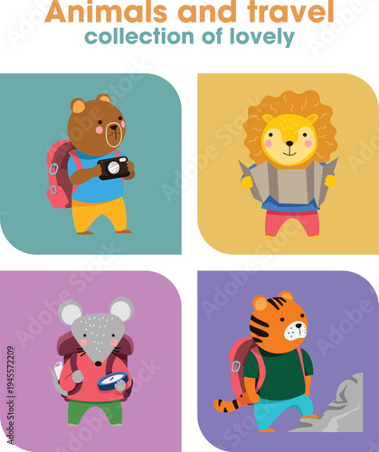 Animals and travel collection of lovely