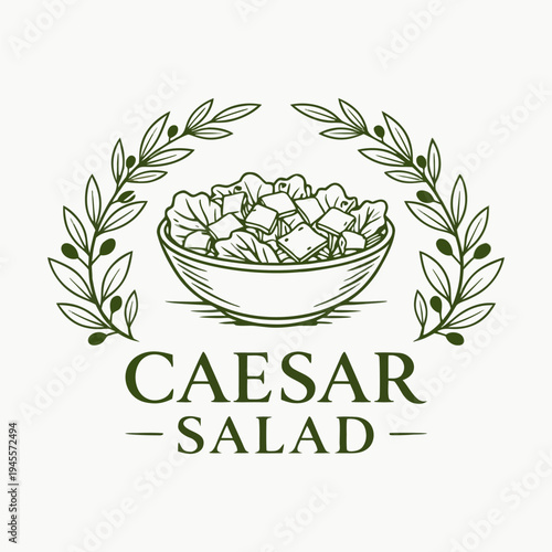 Caesar salad logo vector illustration template