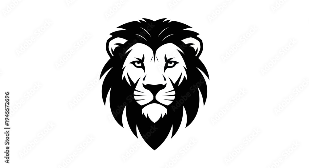 Obraz premium Lion head silhouette on white background
