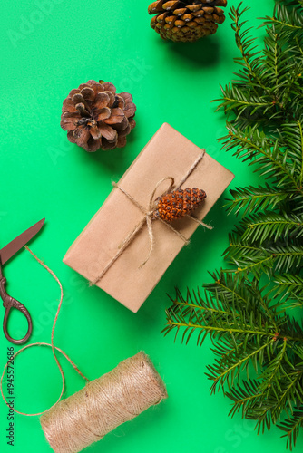 Pine cones with Christmas g...
