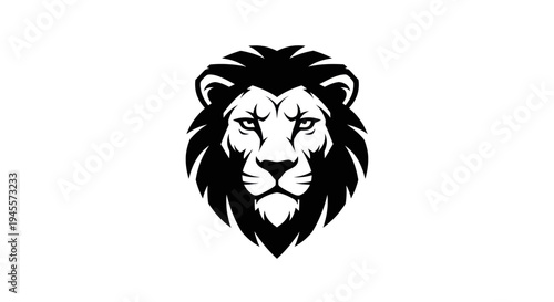 Lion head silhouette on white background